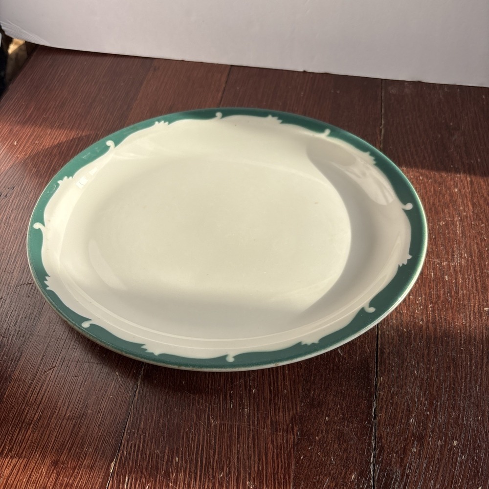 Syracuse China 2-11 USA Vintage Restaurant Ware Oval  Platter White Green 11.5x9